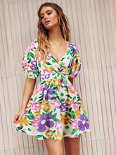 Load image into Gallery viewer, Printed Surplice Short Sleeve Dress
