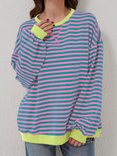 Load image into Gallery viewer, Striped Round Neck Long Sleeve T-Shirt
