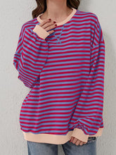 Load image into Gallery viewer, Striped Round Neck Long Sleeve T-Shirt
