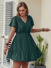 Load image into Gallery viewer, Plus Size Ruffle Hem V-Neck Short Sleeve Dress
