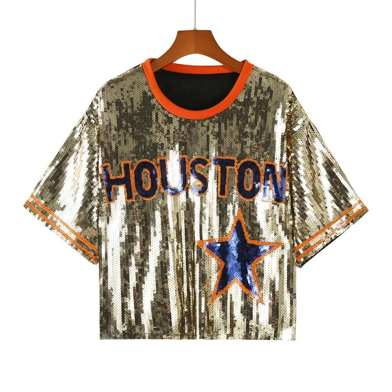 Gold Houston Astros Sequin Top