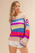 Load image into Gallery viewer, BiBi Multi Color Geometric Stripe Sweater
