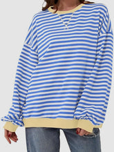 Load image into Gallery viewer, Striped Round Neck Long Sleeve T-Shirt
