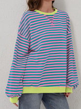 Load image into Gallery viewer, Striped Round Neck Long Sleeve T-Shirt
