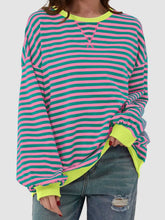 Load image into Gallery viewer, Striped Round Neck Long Sleeve T-Shirt
