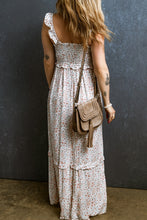 Load image into Gallery viewer, Ruffled Smocked Printed Sleeveless Maxi Dress
