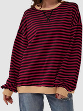 Load image into Gallery viewer, Striped Round Neck Long Sleeve T-Shirt
