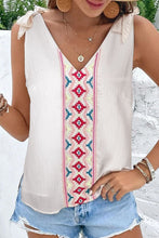 Load image into Gallery viewer, Printed V-Neck Tie Shoulder Tank
