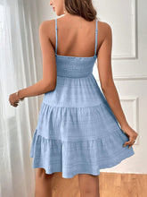 Load image into Gallery viewer, Smocked Tiered Sleeveless Mini Dress
