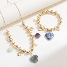 Load image into Gallery viewer, Natural Stone Gold-Plated Heart Necklace
