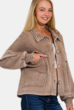 Load image into Gallery viewer, Zenana Wash Fleece Front Pocket Button Up Shacket
