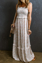 Load image into Gallery viewer, Ruffled Smocked Printed Sleeveless Maxi Dress
