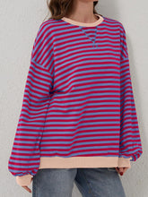 Load image into Gallery viewer, Striped Round Neck Long Sleeve T-Shirt
