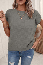 Load image into Gallery viewer, Plaid Pocketed Round Neck Sweater
