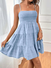 Load image into Gallery viewer, Smocked Tiered Sleeveless Mini Dress
