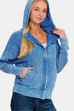 Load image into Gallery viewer, Zenana Washed Zip Up Hooded Jacket
