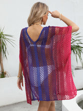 Load image into Gallery viewer, Openwork Contrast V-Neck Cover-Up
