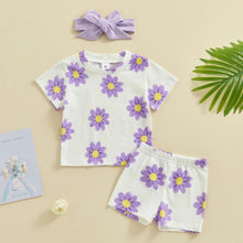 Load image into Gallery viewer, Girl’s Flower Print Shorts Set
