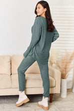 Load image into Gallery viewer, Basic Bae Full Size Notched Long Sleeve Top and Pants Set
