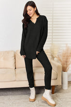 Load image into Gallery viewer, Basic Bae Full Size Notched Long Sleeve Top and Pants Set
