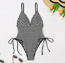 Load image into Gallery viewer, Women’s Striped One Piece Swim Suit
