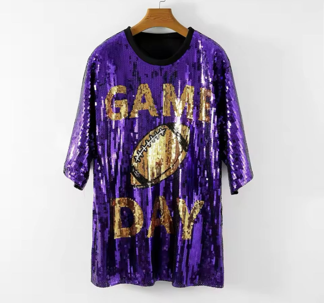 Purple Sequin Gameday Top