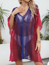 Load image into Gallery viewer, Openwork Contrast V-Neck Cover-Up
