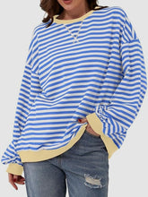 Load image into Gallery viewer, Striped Round Neck Long Sleeve T-Shirt
