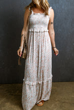 Load image into Gallery viewer, Ruffled Smocked Printed Sleeveless Maxi Dress
