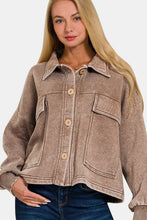 Load image into Gallery viewer, Zenana Wash Fleece Front Pocket Button Up Shacket
