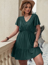 Load image into Gallery viewer, Plus Size Ruffle Hem V-Neck Short Sleeve Dress
