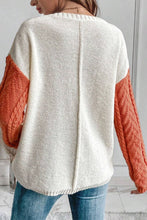 Load image into Gallery viewer, Color Block Round Neck Long Sleeve Sweater
