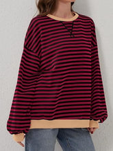 Load image into Gallery viewer, Striped Round Neck Long Sleeve T-Shirt
