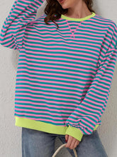 Load image into Gallery viewer, Striped Round Neck Long Sleeve T-Shirt
