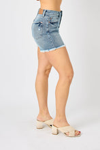 Load image into Gallery viewer, Judy Blue Full Size Button Fly Raw Hem Denim Shorts
