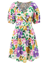 Load image into Gallery viewer, Printed Surplice Short Sleeve Dress
