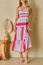 Load image into Gallery viewer, Striped Frill Smocked Tiered Midi Dress
