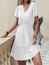 Load image into Gallery viewer, Plus Size Ruffle Hem V-Neck Short Sleeve Dress
