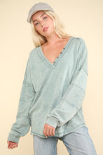 Load image into Gallery viewer, VERY J Washed V-Neck Exposed Seam Knit Top
