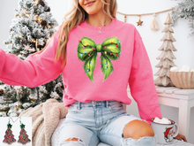 Load image into Gallery viewer, Green Christmas Bow (Neon Pink)
