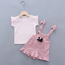 Load image into Gallery viewer, Girl’s Cotton Overall Set
