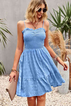 Load image into Gallery viewer, Spaghetti Strap Ruched Ruffle Hem Dress
