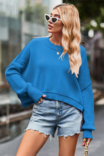 Load image into Gallery viewer, Round Neck Drop Shoulder Long Sleeve Sweater
