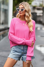 Load image into Gallery viewer, Round Neck Drop Shoulder Long Sleeve Sweater
