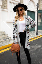 Load image into Gallery viewer, Pocketed Geometric Open Front Dropped Shoulder Cardigan
