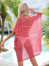 Load image into Gallery viewer, Slit Openwork V-Neck Cover Up
