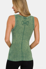 Load image into Gallery viewer, Zenana Washed Ribbed Half Snap Henry Tank
