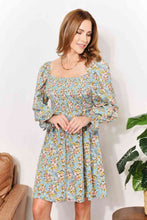 Load image into Gallery viewer, Double Take Floral Smocked Flounce Sleeve Square Neck Dress
