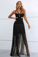 Load image into Gallery viewer, Cutout Strappy Neck Fringe Dress
