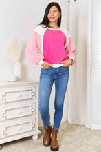 Load image into Gallery viewer, Double Take Color Block Dropped Shoulder Sweatshirt
